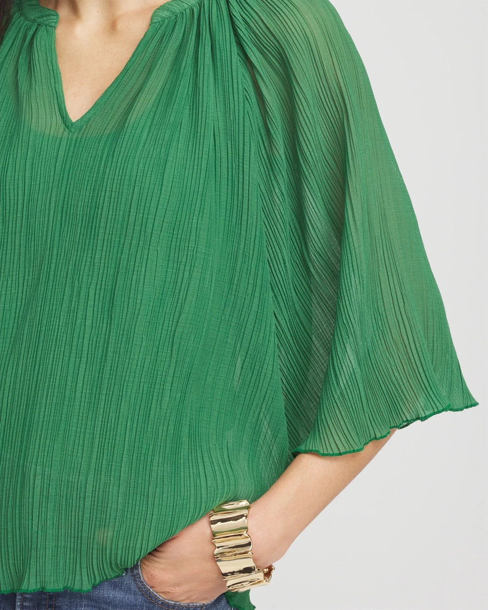 Textured Pleated Chiffon Blouse - Chico's