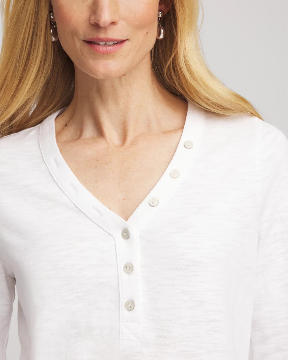 Slub Splitneck Button Tee - Chico's