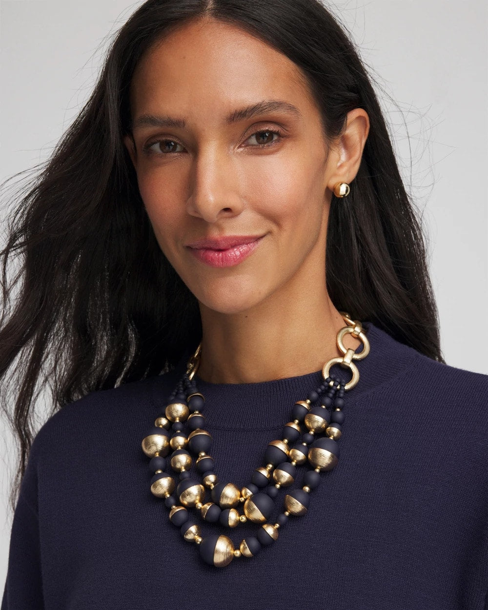 Gold & Navy Bead Necklace - Chico's