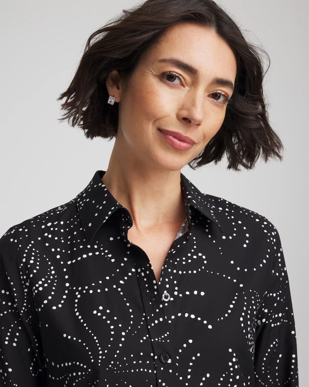No Iron™ Findot Print Sateen Shirt - Chico's