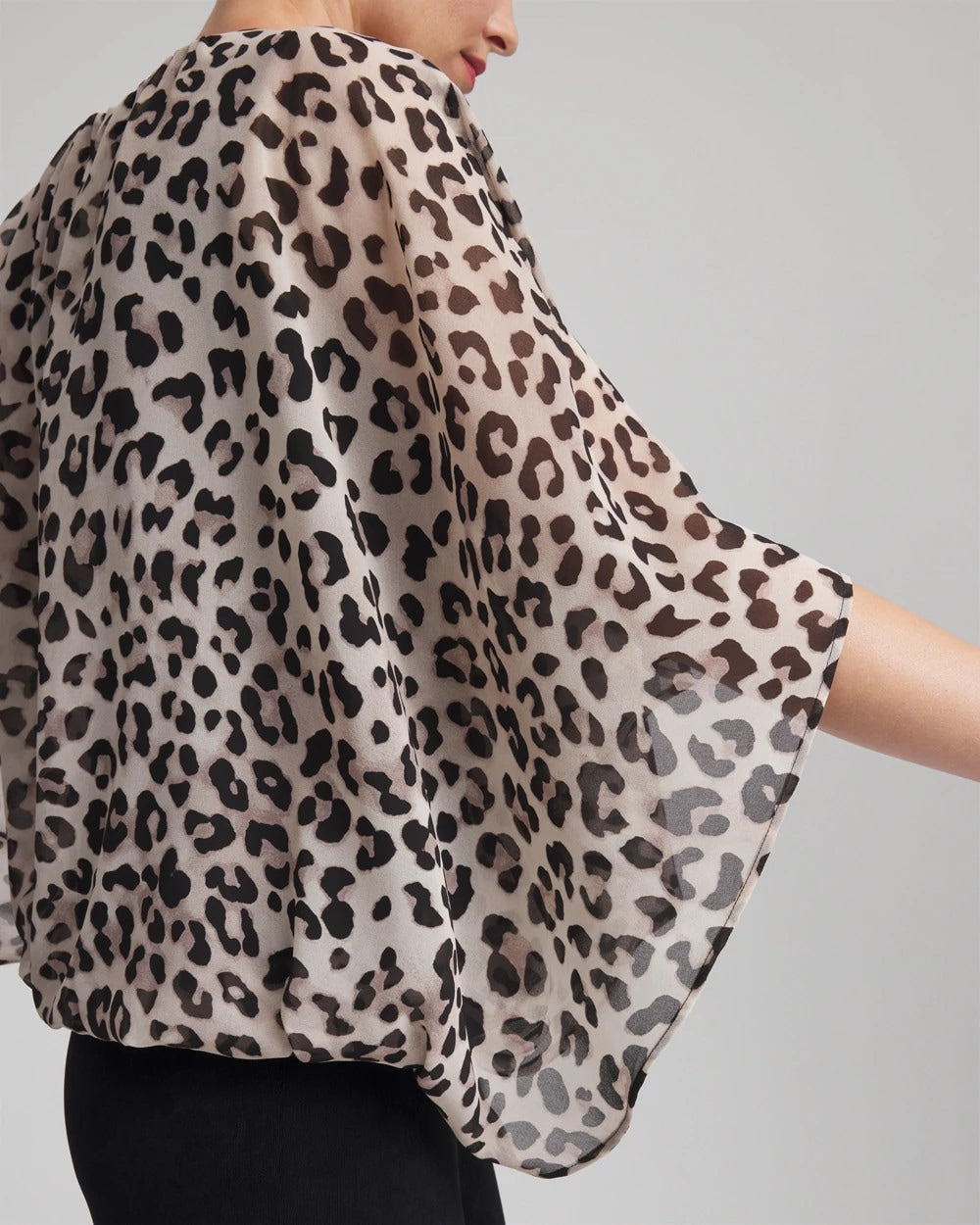Travelers™ Animal-Print Bubble-Hem Chiffon Blouse - Chico's