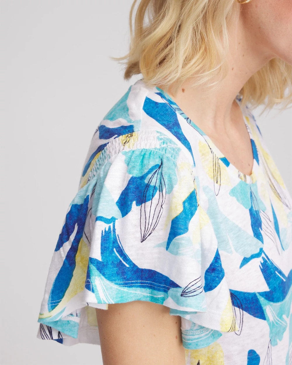 Linen Smocked Flutter-Sleeved Tee - Chico's