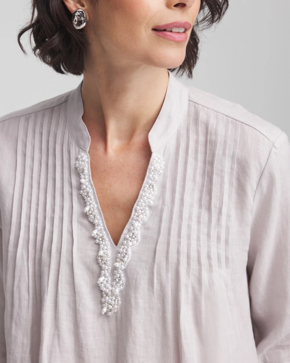 Embellished Linen Kurta Tunic - Chico's