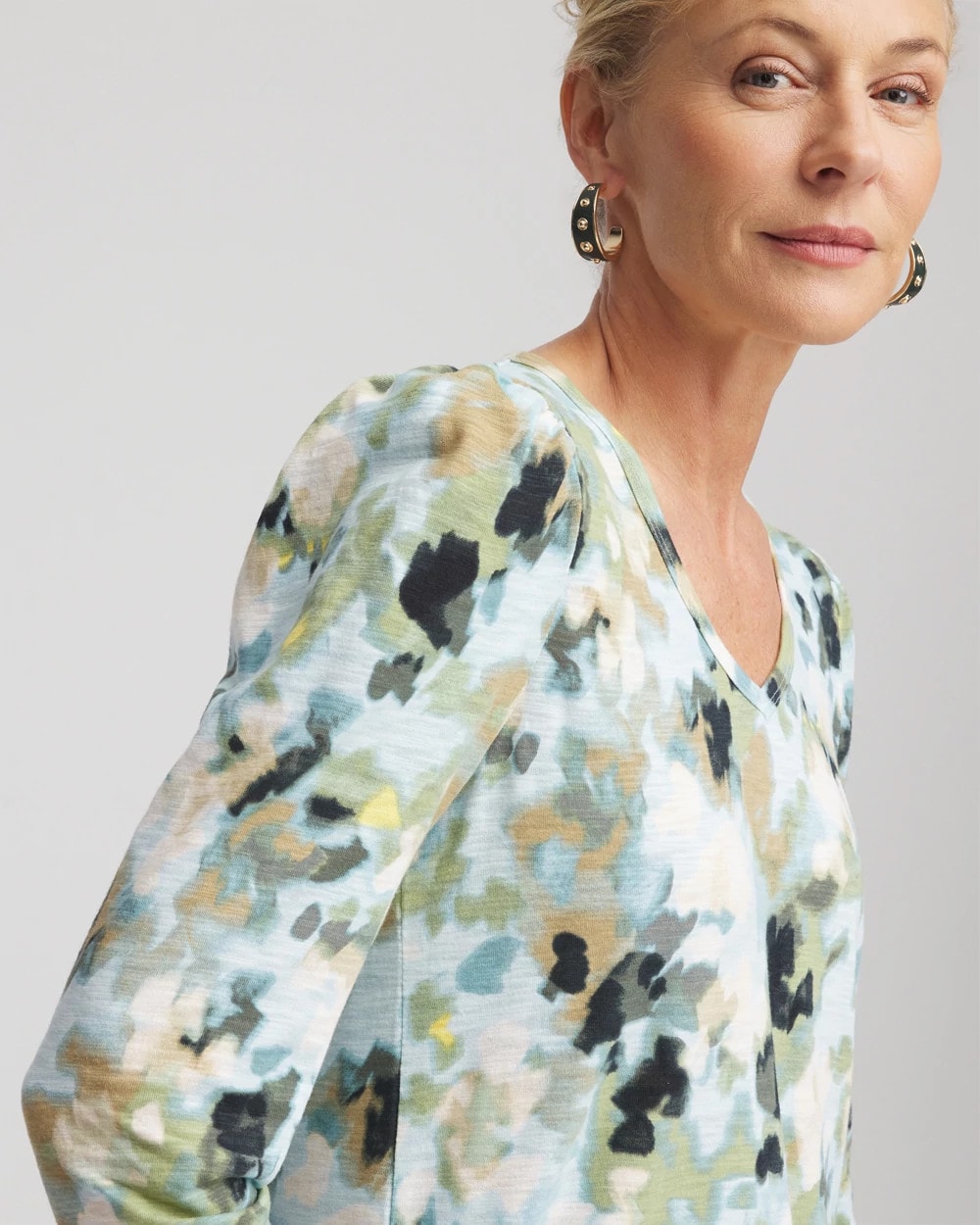 Printed Slub Puff-Sleeve Tee - Chico's