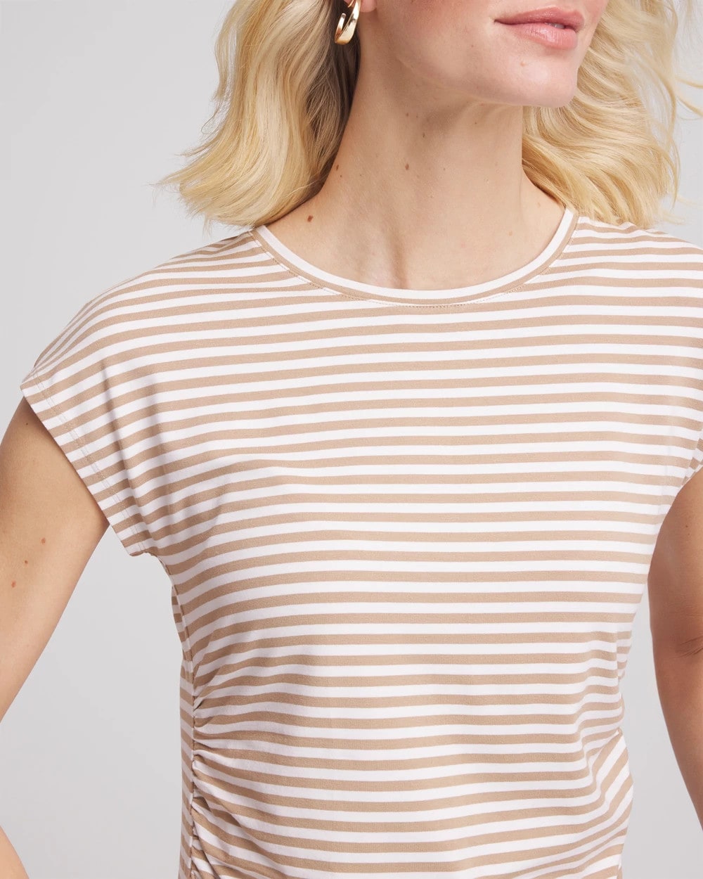 Neutral Striped Cap Sleeve Dolman Tee - Chico's