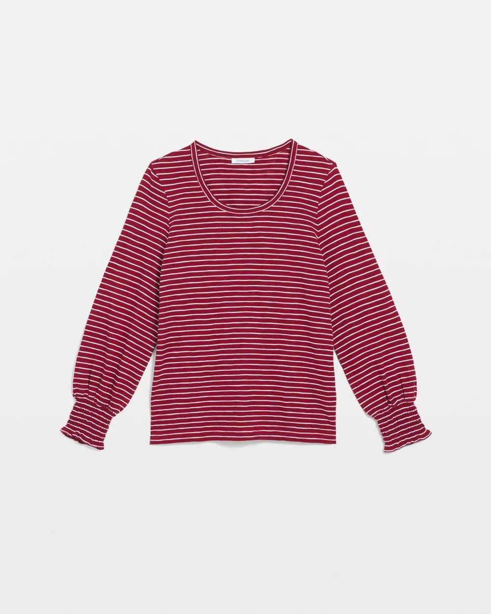 Smocked-Sleeve Cotton-Slub Tee - Chico's