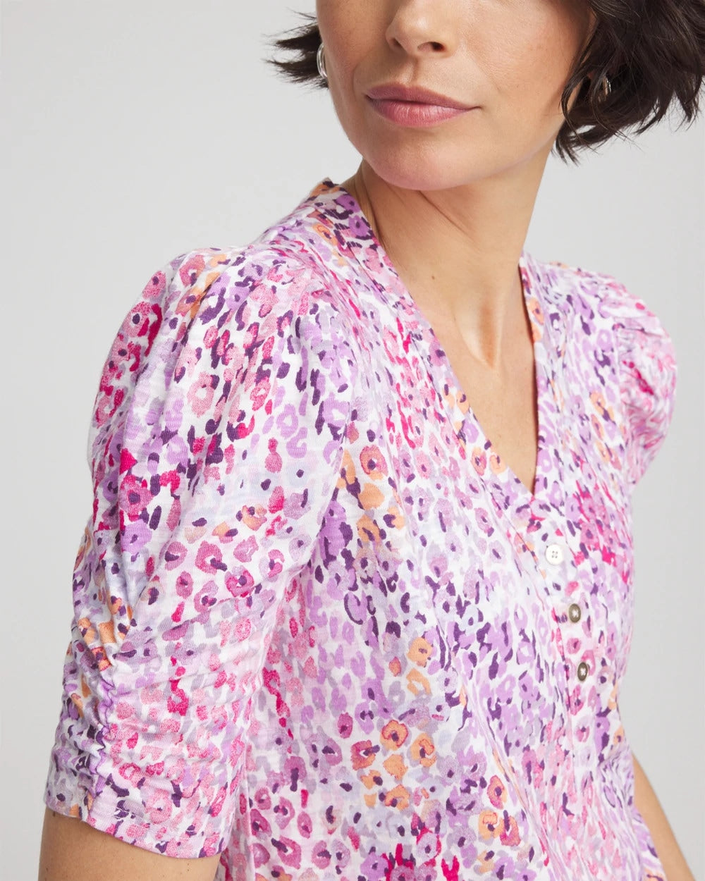 Animal Print Slub Henley Tee - Chico's
