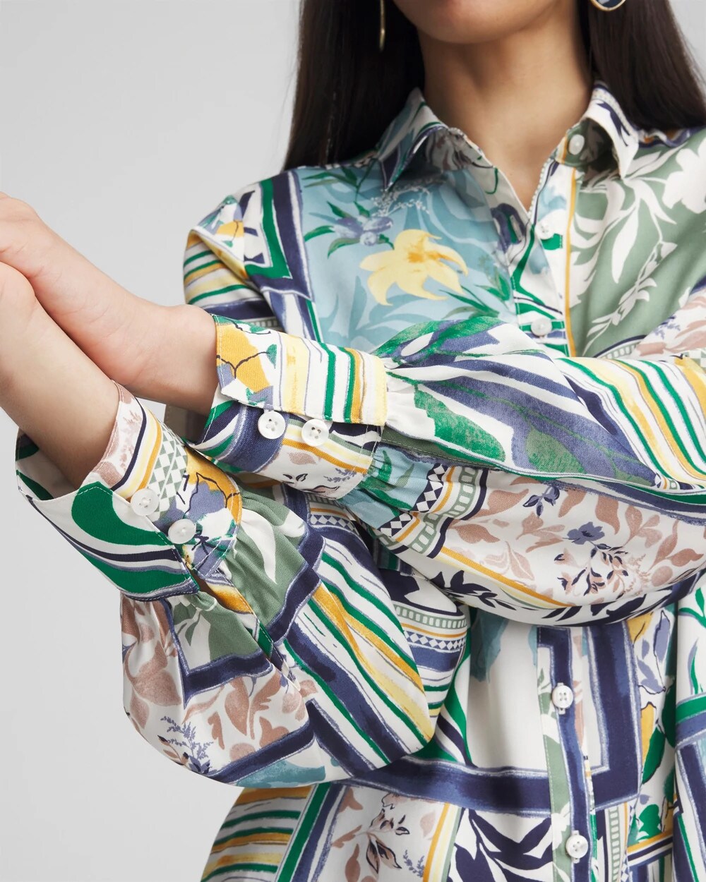 Faux Silk Coastal Collared Shirt - Chico's