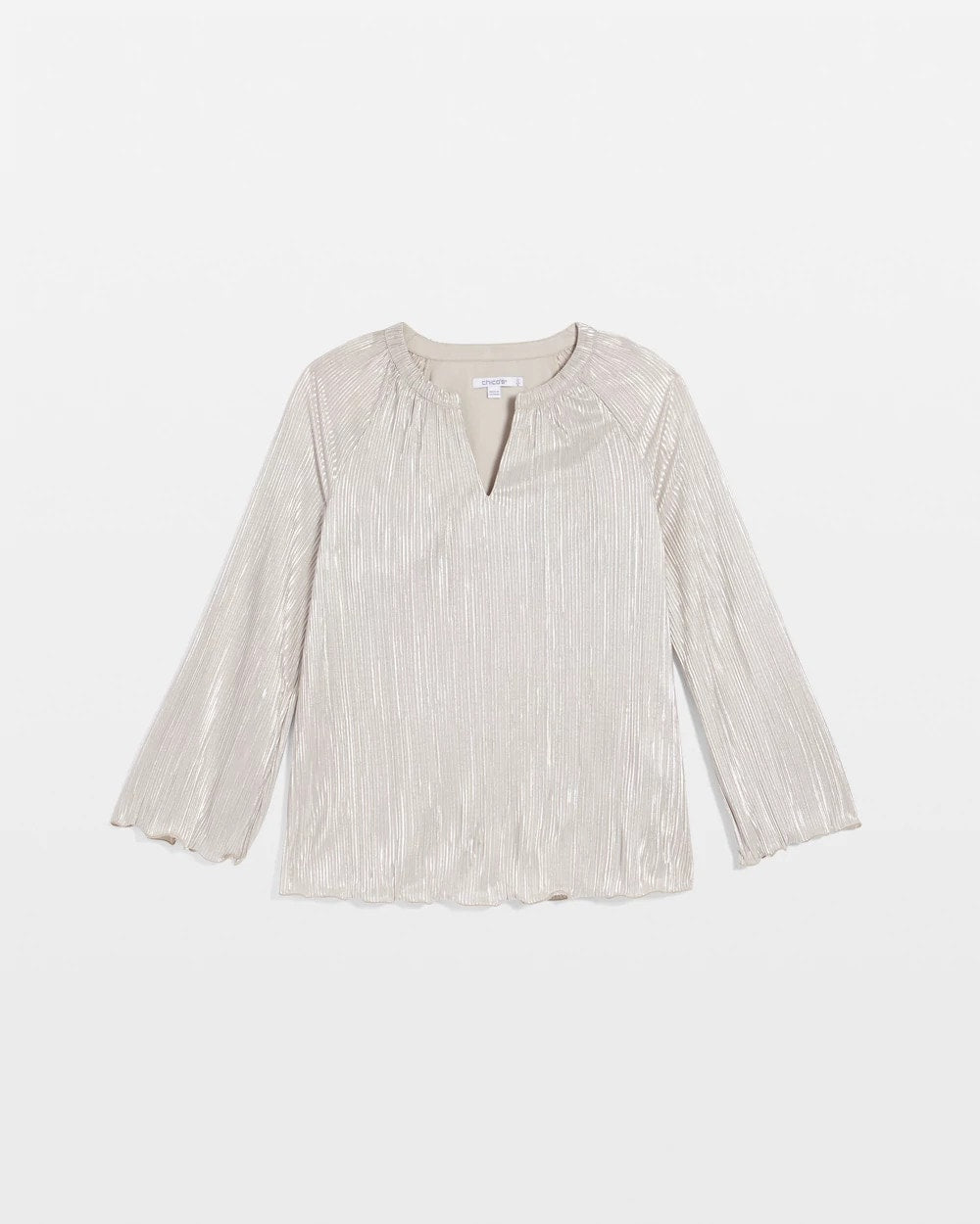Foiled Pleated V-Neck Tee - Chico's