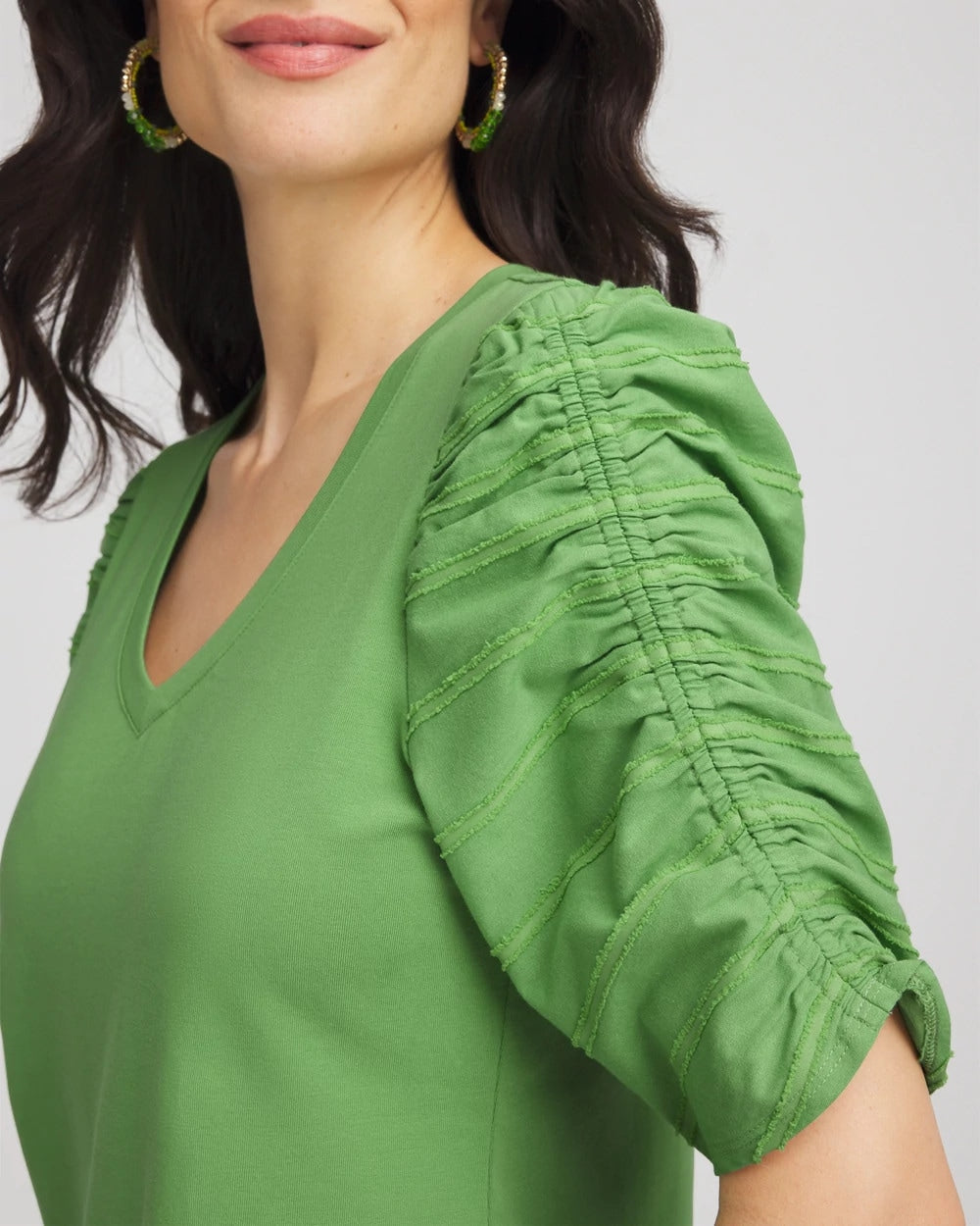 Ruched Sleeve V-Neck Tee - Chico's