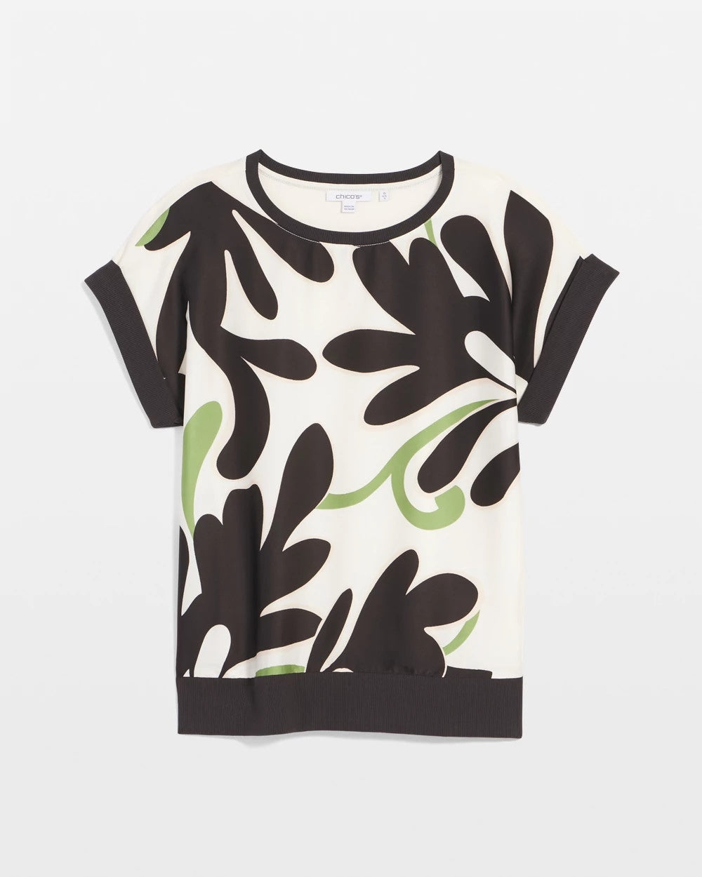 Floral Rib-Knit Satin Top - Chico's