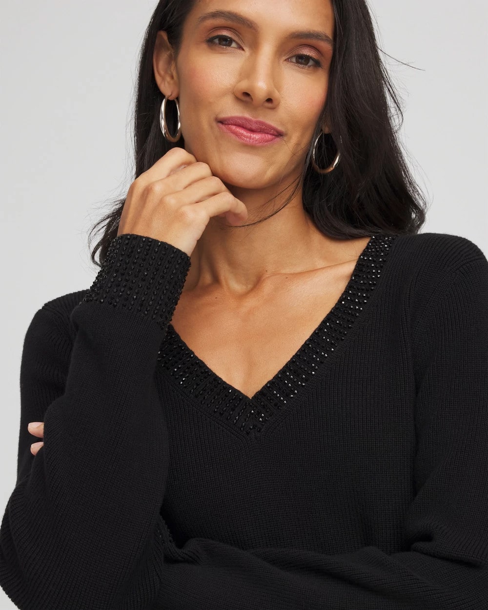 Embellished V-Neck Pullover Sweater - Chico's