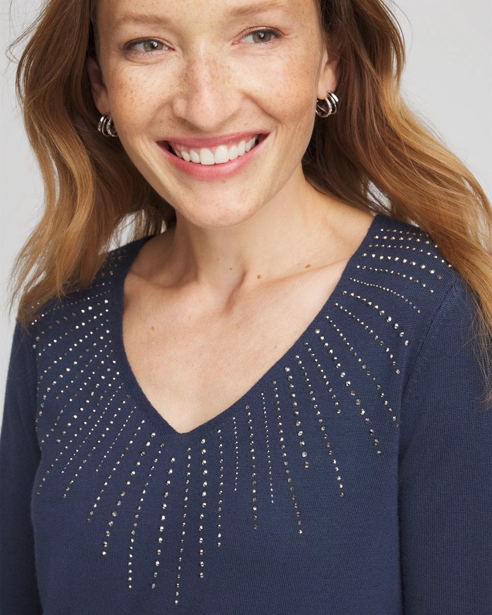 Ella Embellished V-Neck Sweater - Chico's