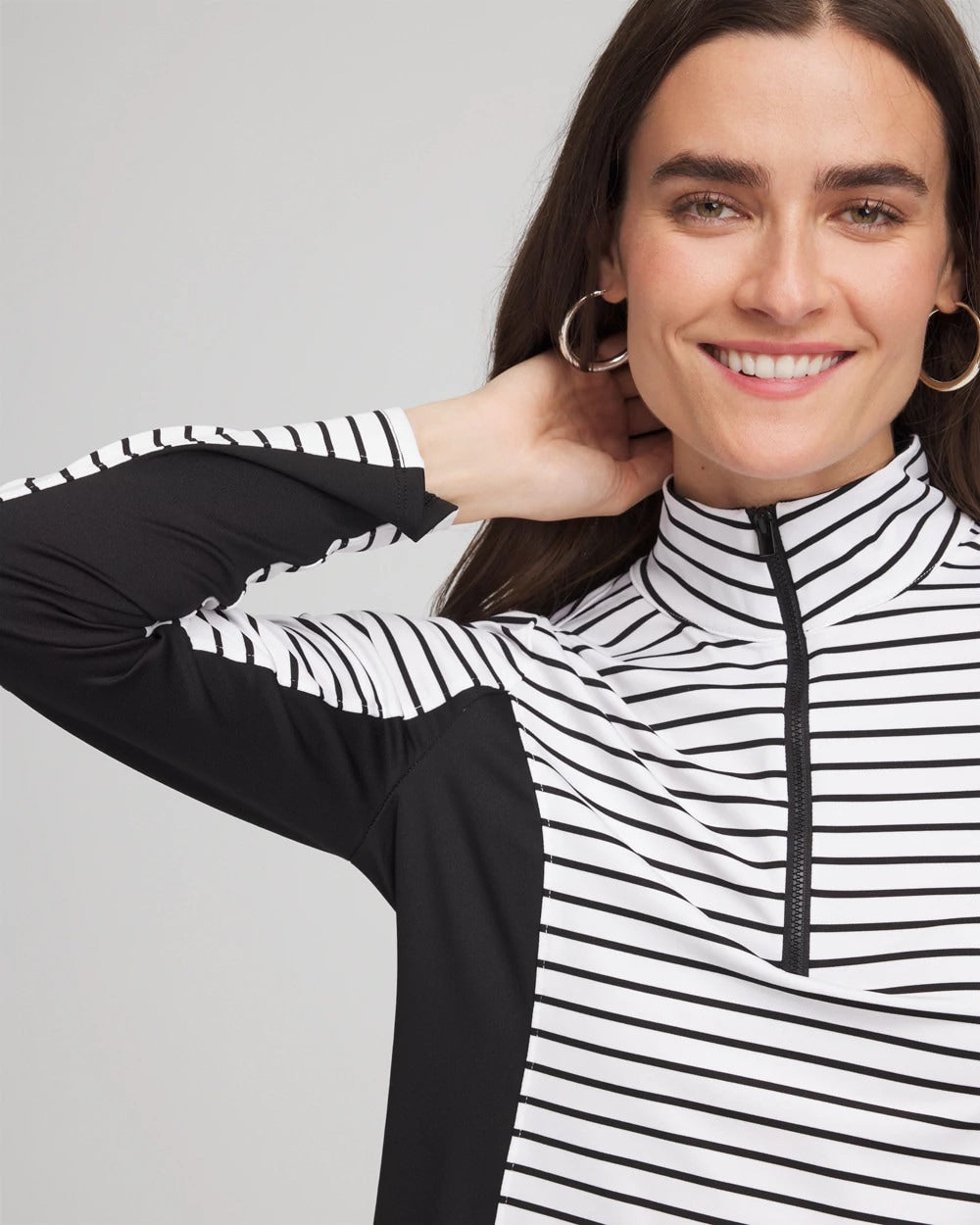 Zenergy® UPF Striped Block Half Zip - Chico's