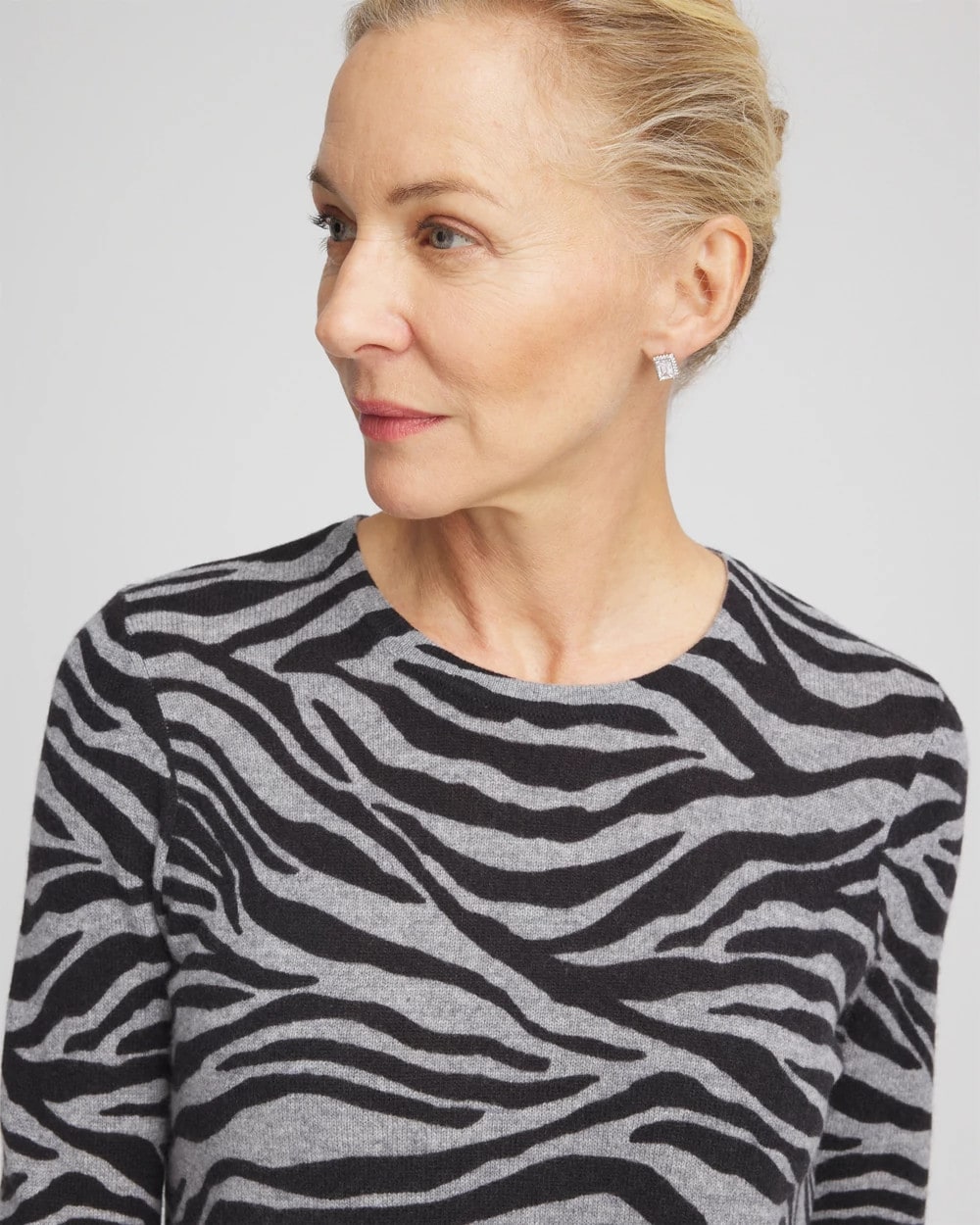 Cashmere Zebra Long-Sleeve Pullover Sweater - Chico's
