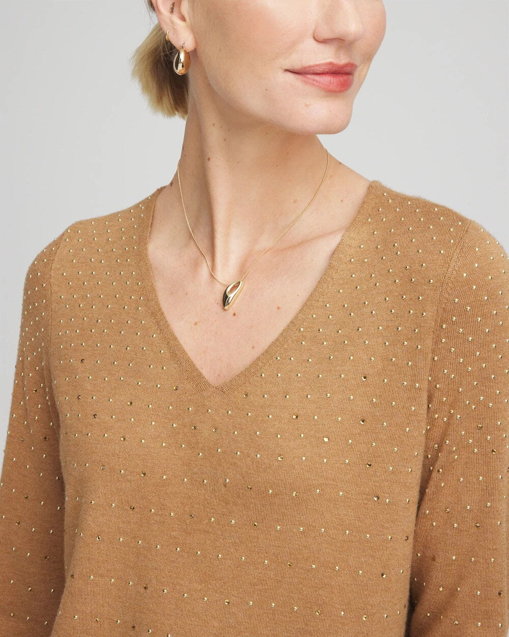 Ella V-Neck Embellished Pullover Sweater - Chico's