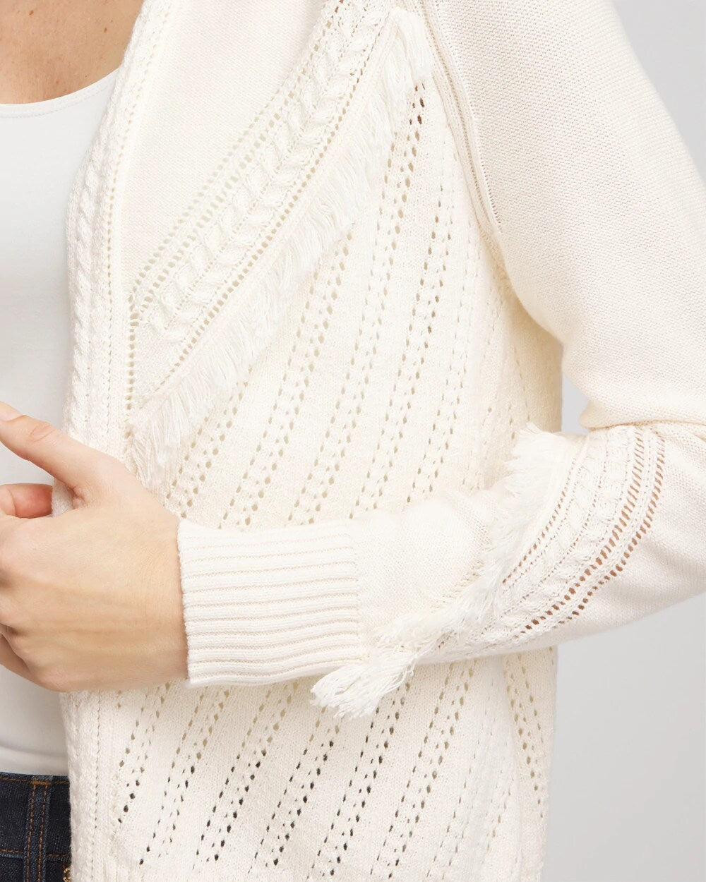 Cable Knit Fringed Sweater - Chico's