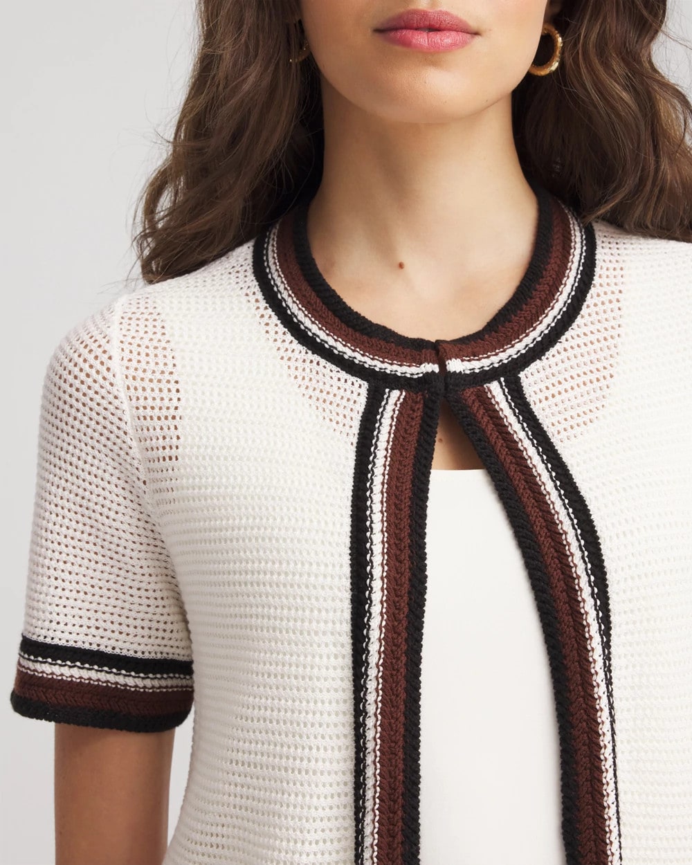 Pointelle High-Style Short-Sleeve Cardigan - Chico's