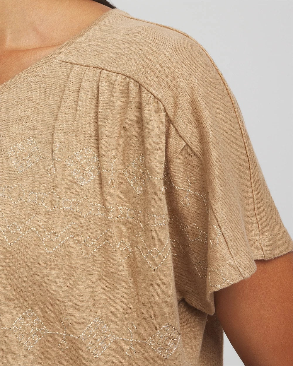 Geo Embroidered Linen Tee - Chico's