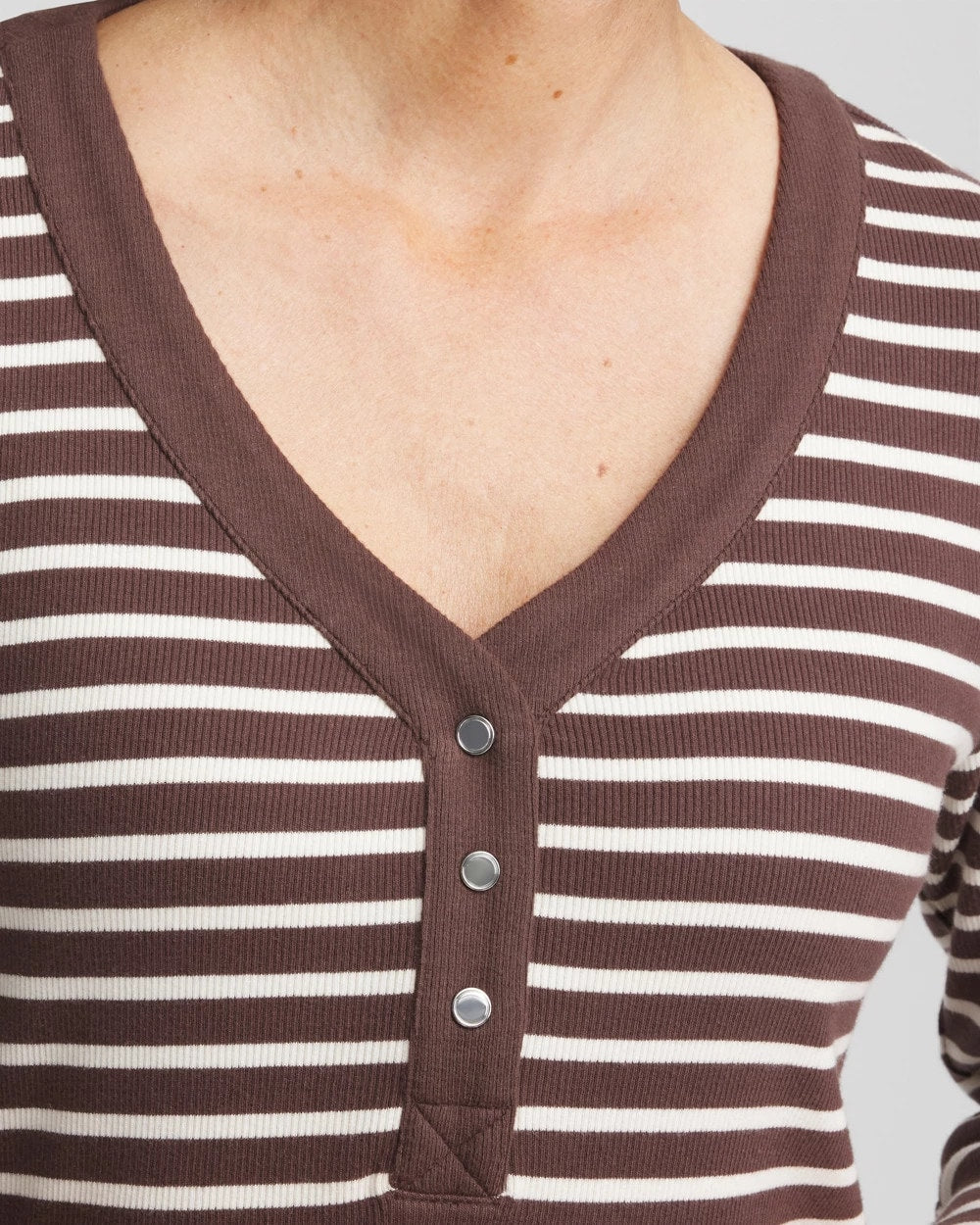 Zenergy® Ribbed Striped Henley Tee - Chico's