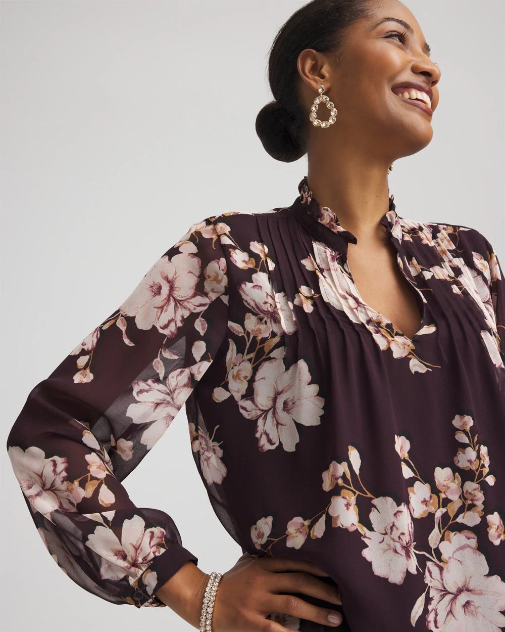 Frosty Floral Ruffleneck Blouse - Chico's