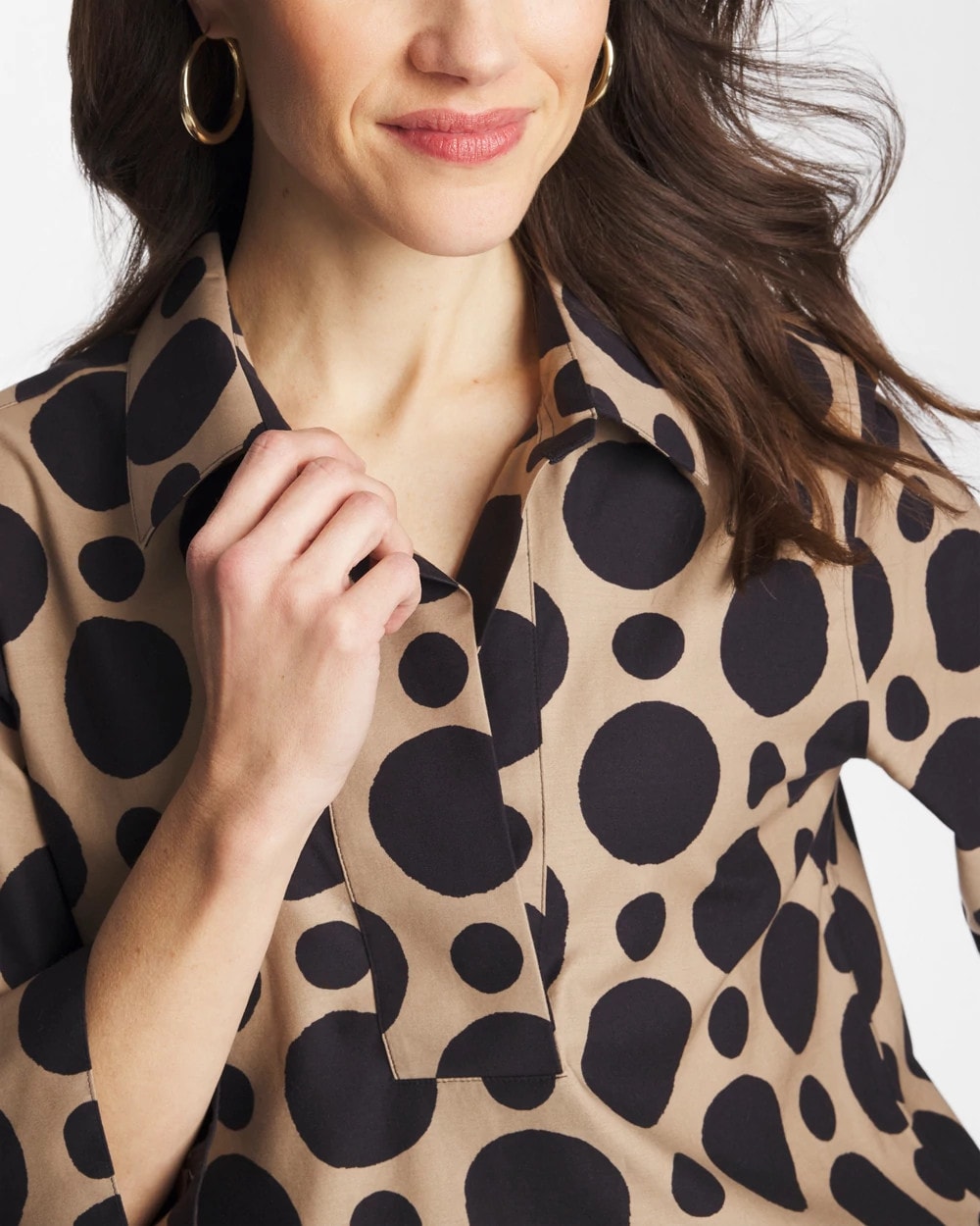 No Iron™ Stretch Global Dots Popover Tunic - Chico's