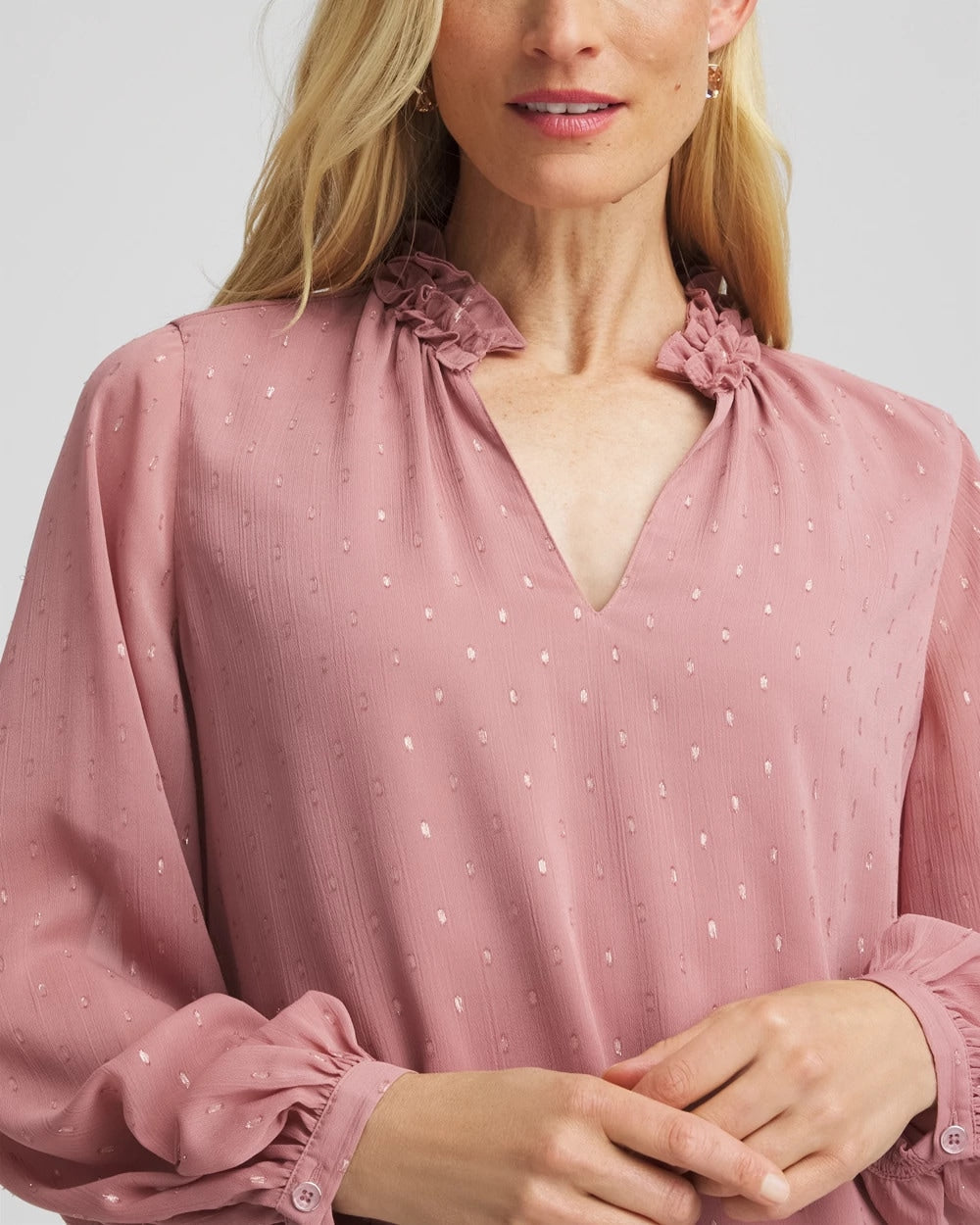 Ruffleneck Lined Georgette Blouse - Chico's