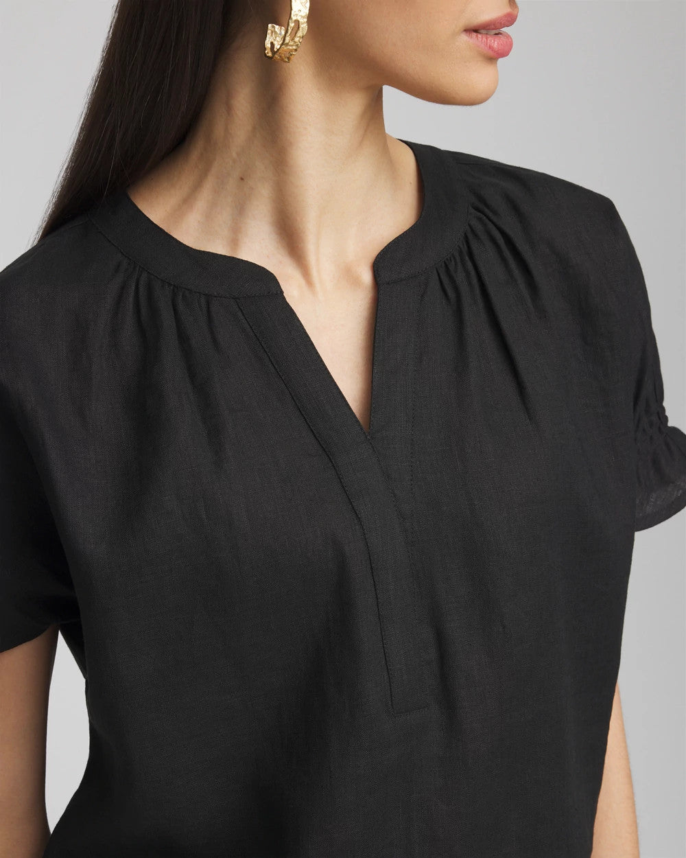 Linen Flutter-Sleeve Popover Top - Chico's