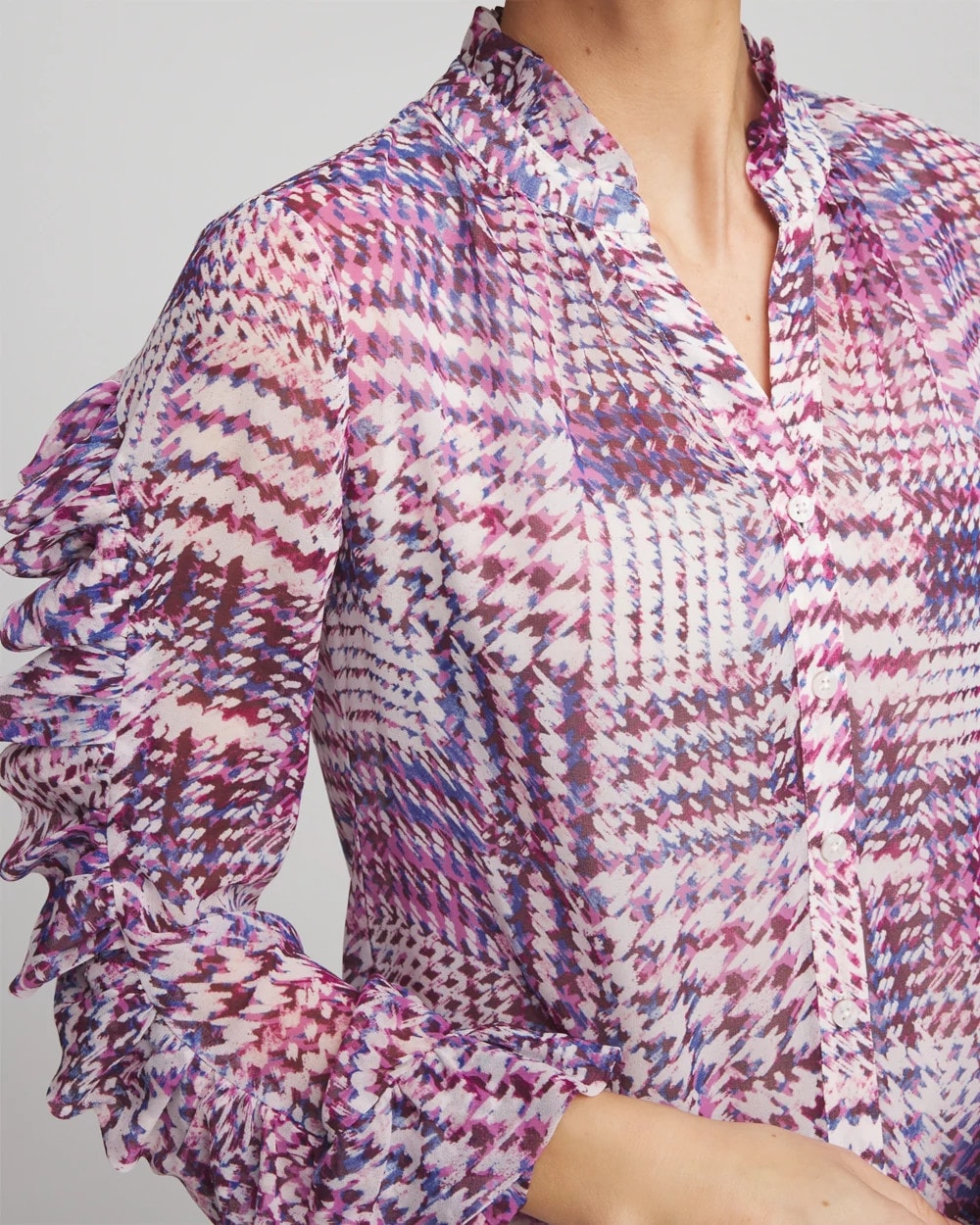 Gingham-Print Georgette Blouse - Chico's