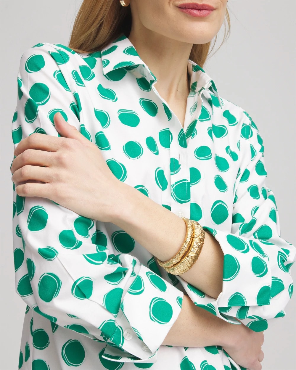 No Iron™ Polka-Dot Sateen Shirt - Chico's
