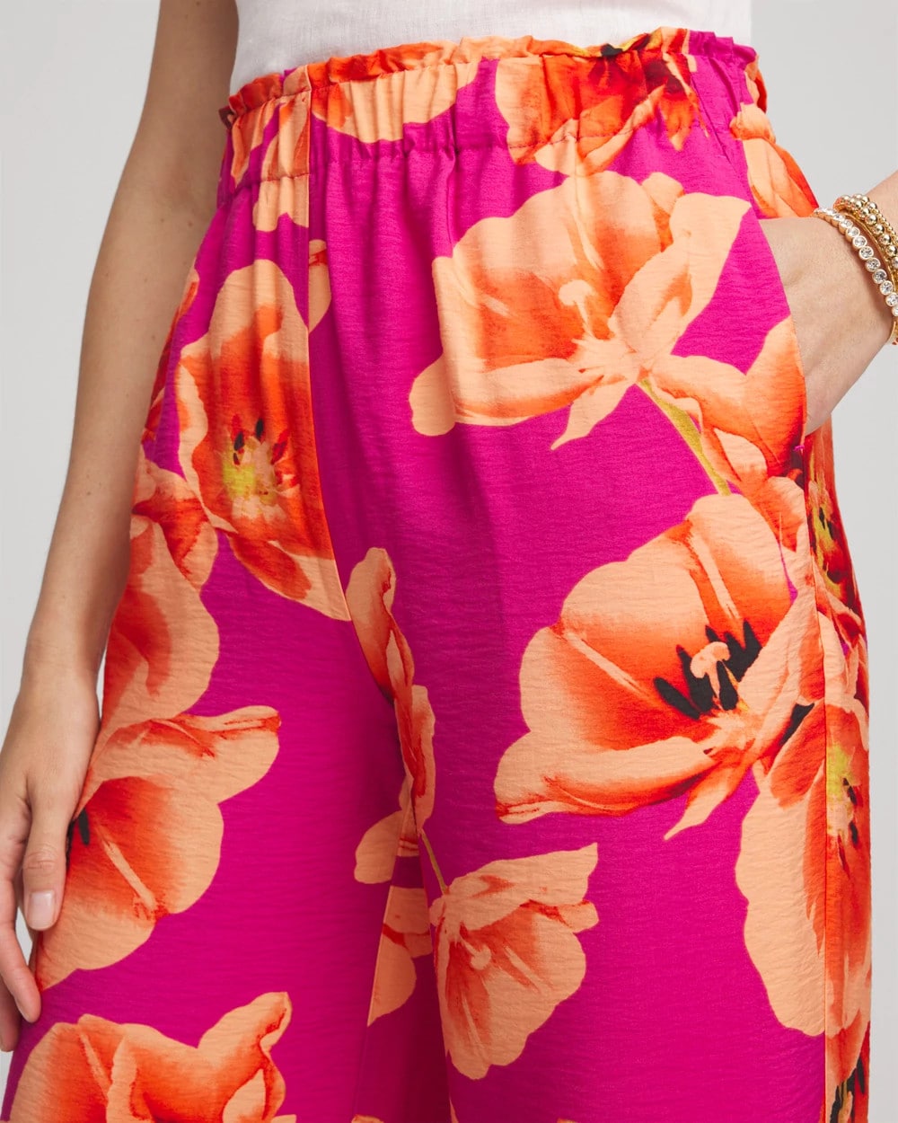 Tropical Smocked Pull-On Pants - Chico's