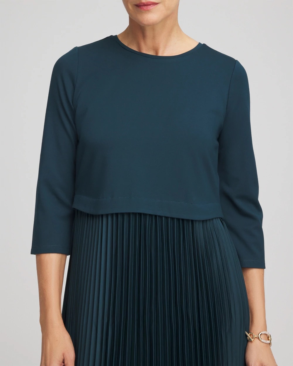 Satin-Knit Pleated Midi Dress - Chico's
