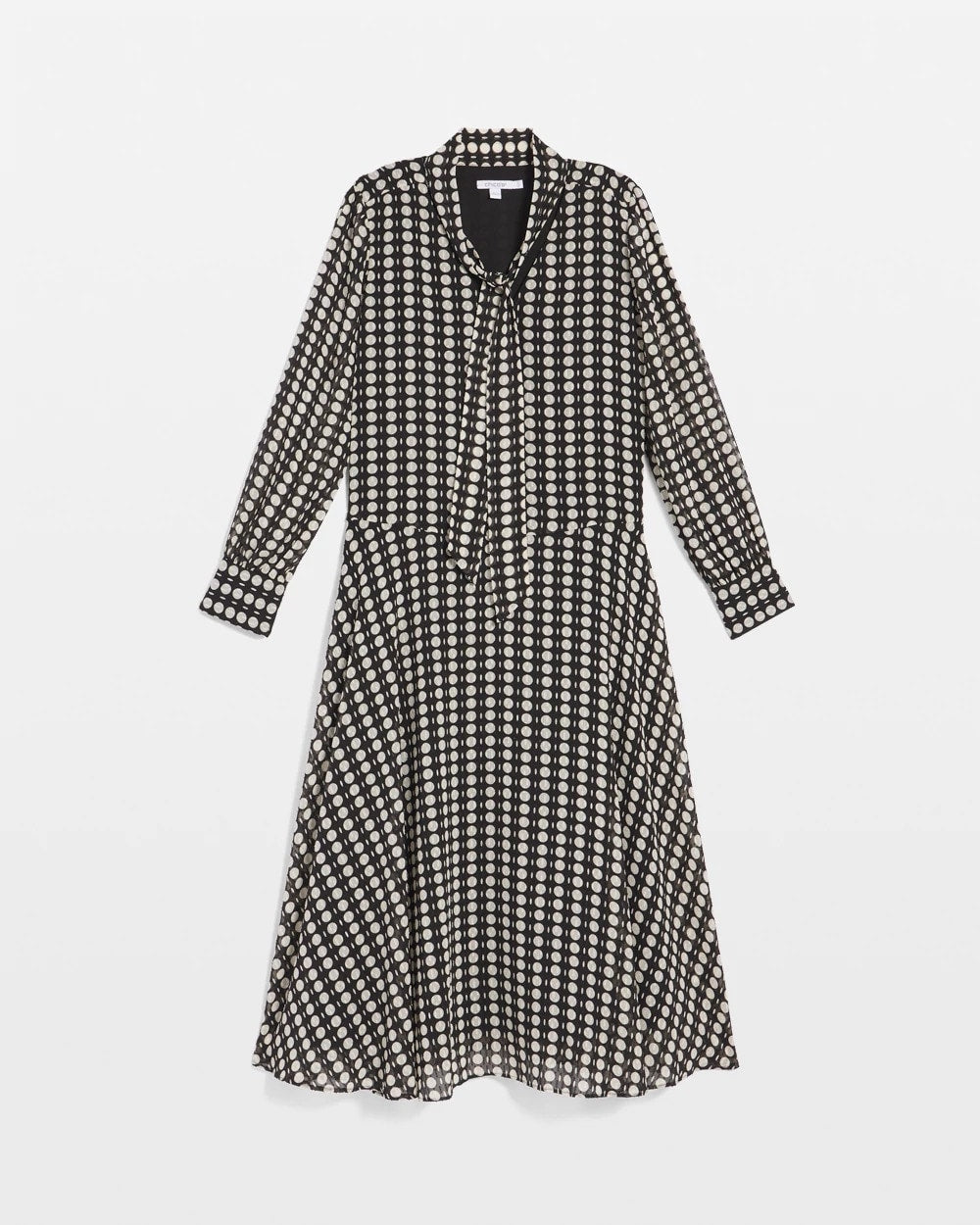Chiffon Clip-Dot Tie-Neck Dress - Chico's