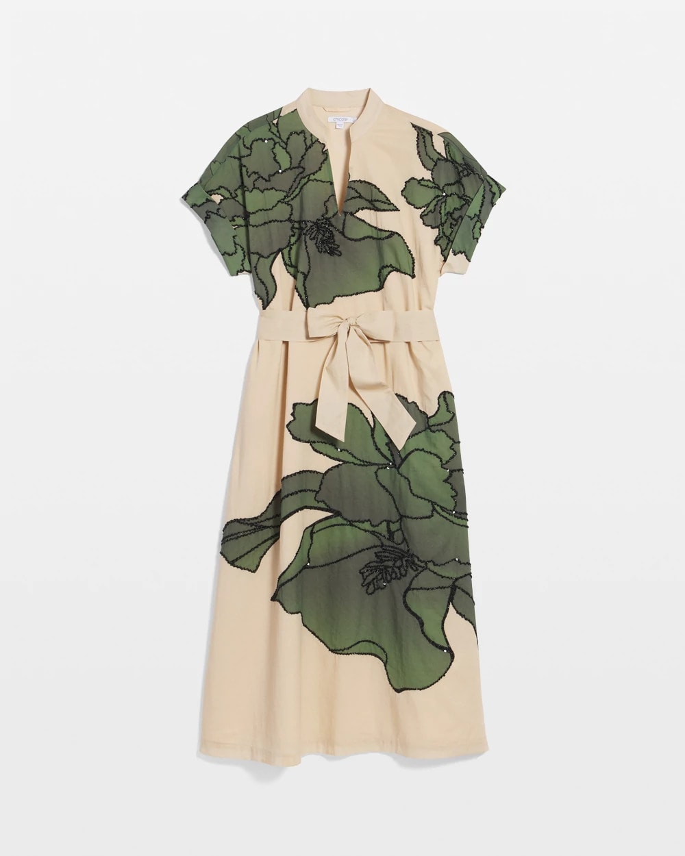 Printed Cotton-Voile Popover Midi Dress - Chico's