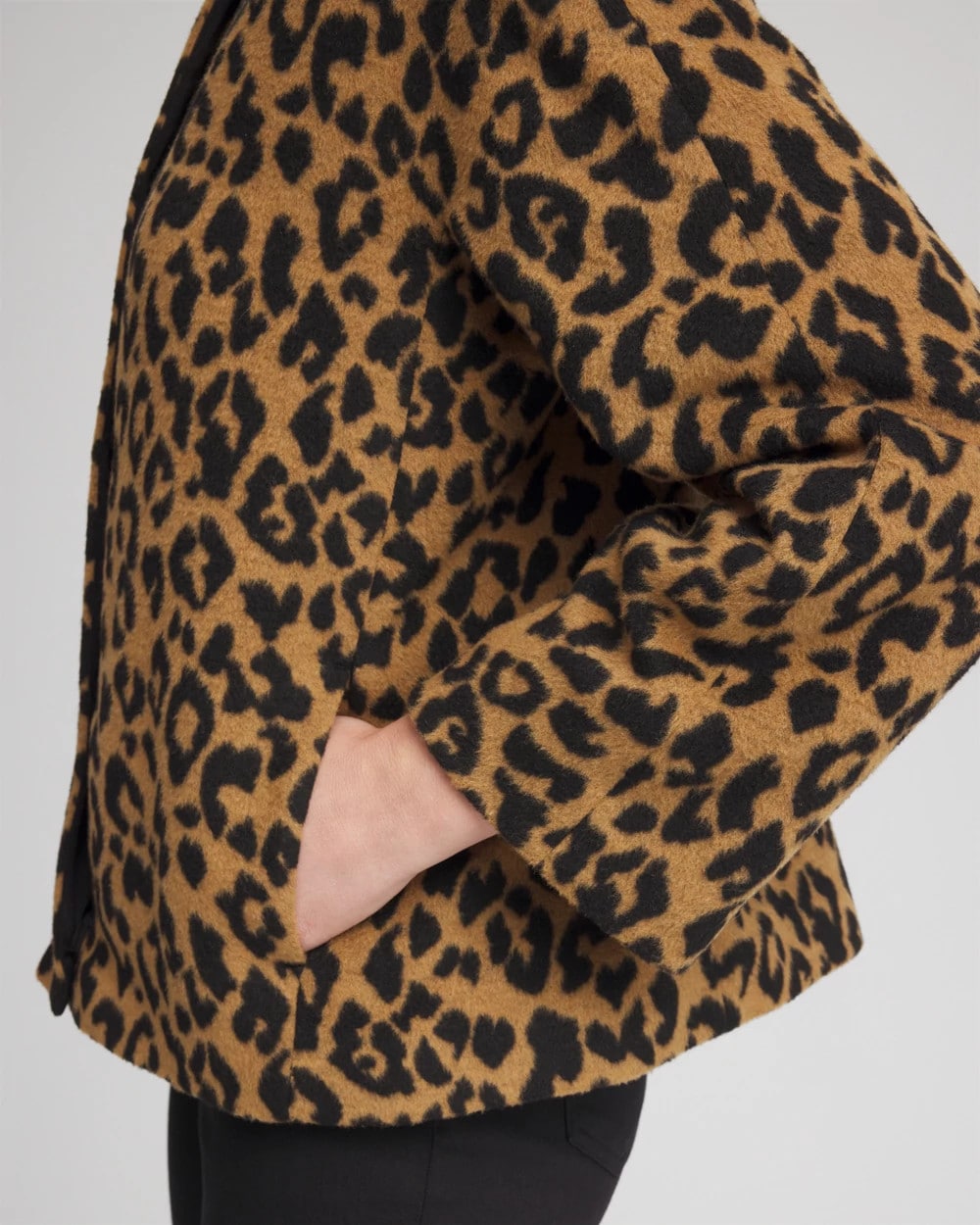 Fuzzy Collarless Animal Print Jacket - Chico's