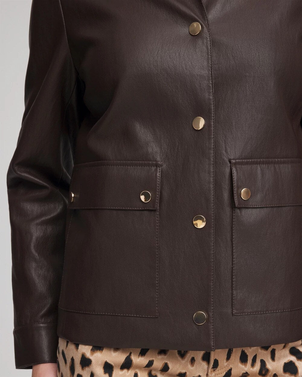 Snap Front Faux Leather Jacket - Chico's