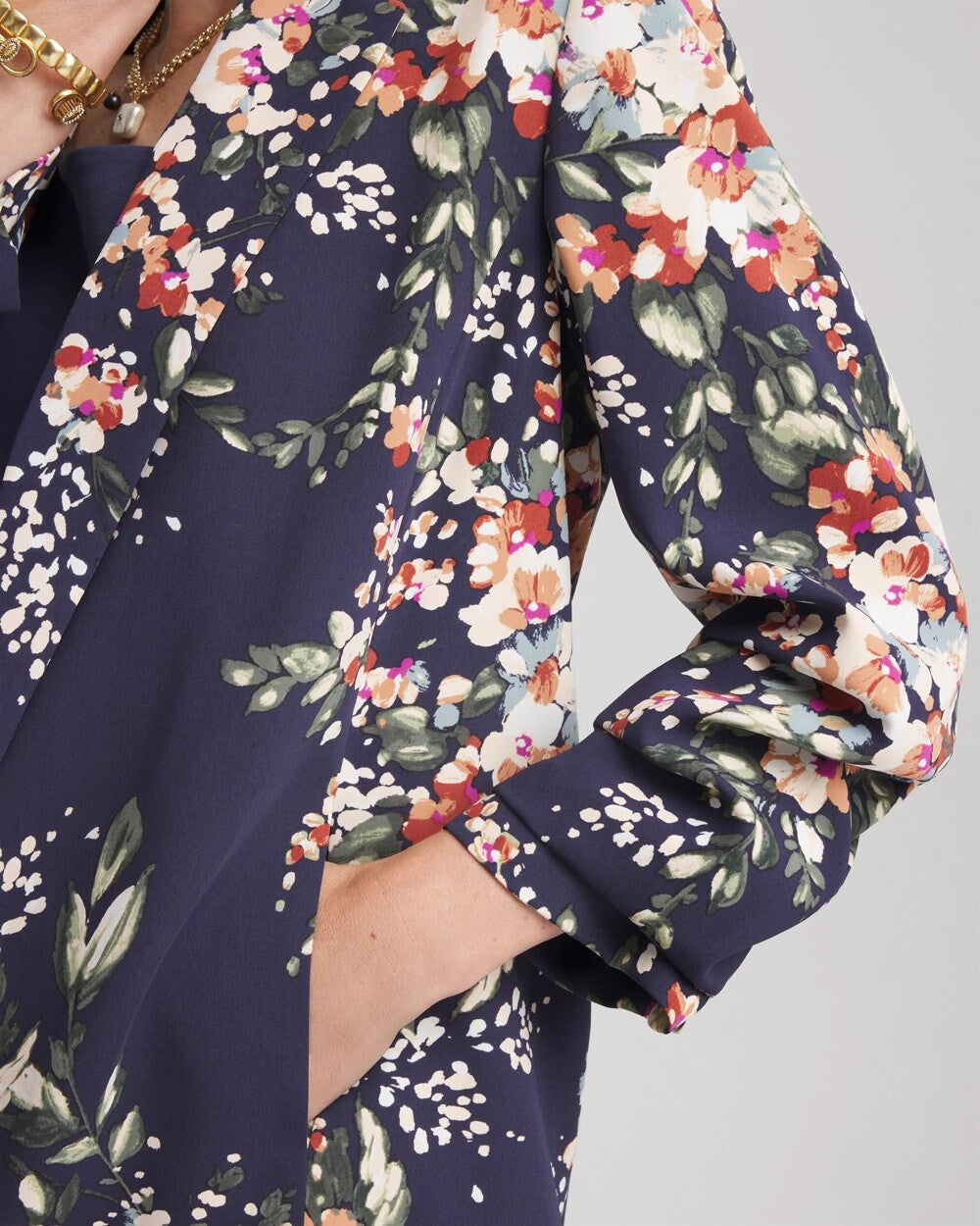 Floral Ruched Sleeve Blazer - Chico's