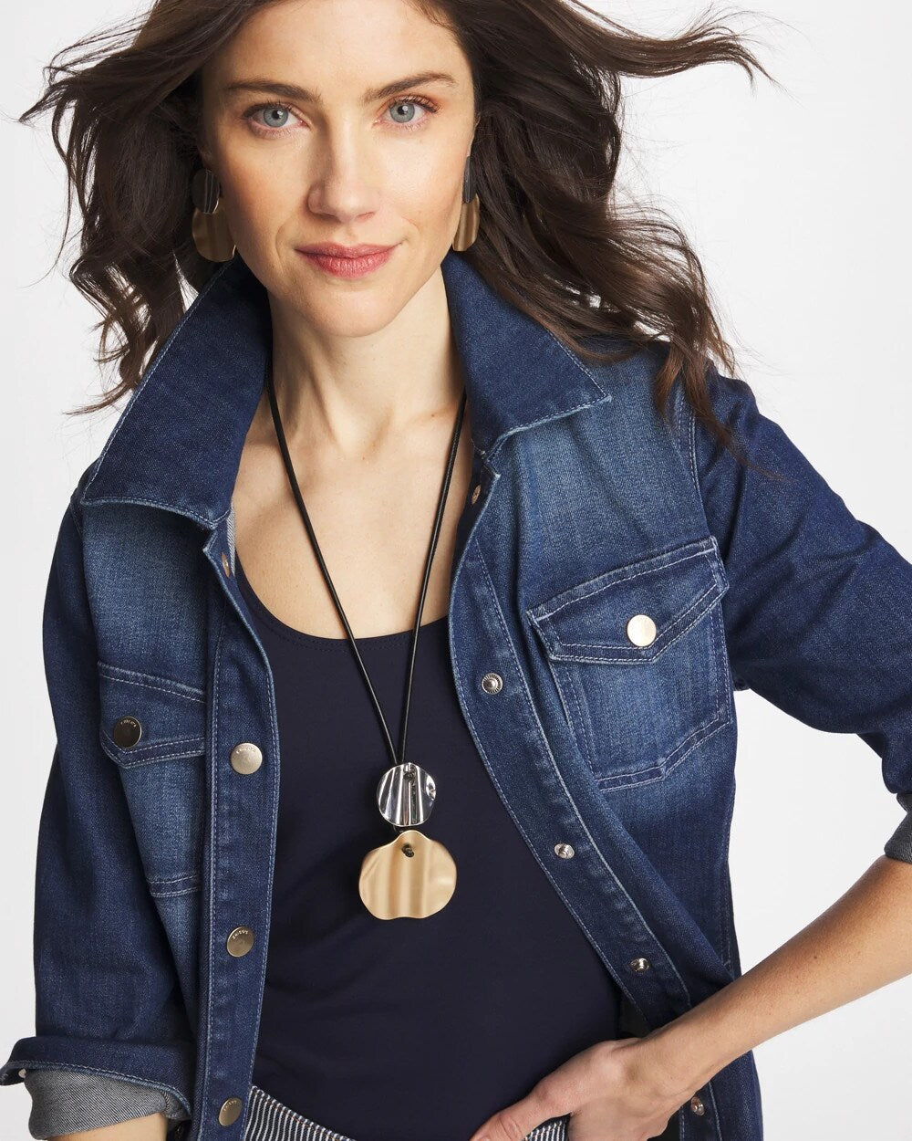 Crinkle Mixed Metal Pendant - Chico's