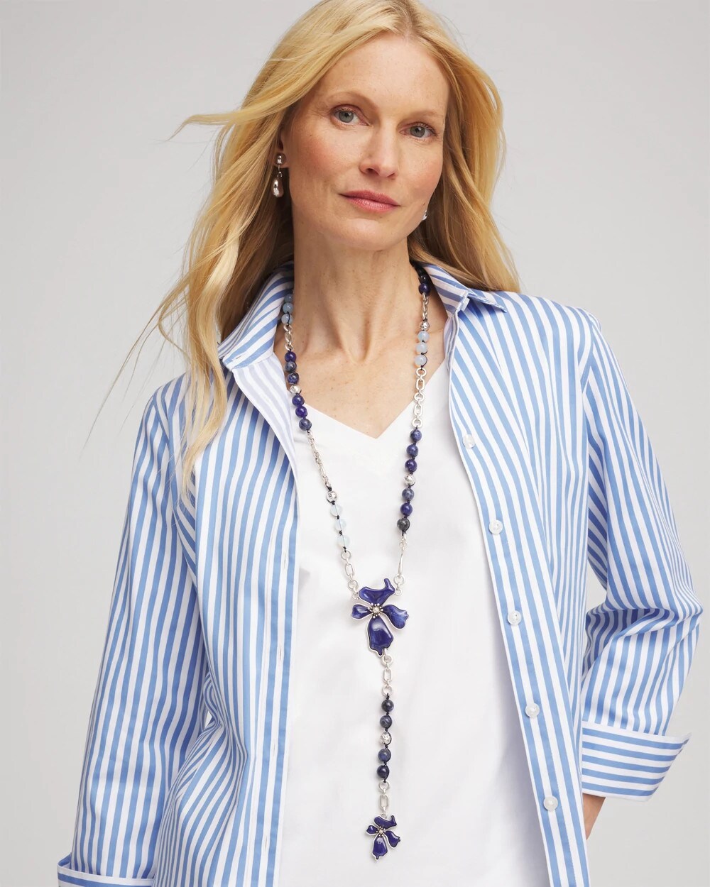Blue Flower Long Y-Necklace - Chico's