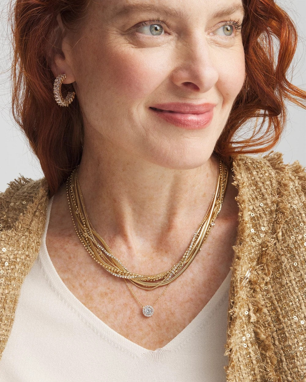 Gold Tone Drop Stone Necklace - Chico's