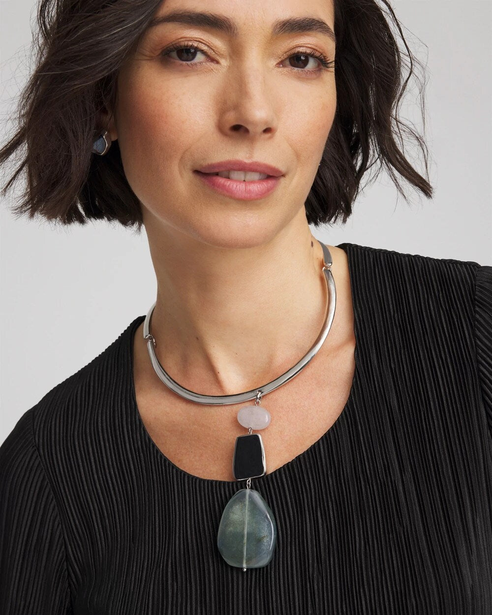 Linear Jade & Resin Pendant Collar - Chico's