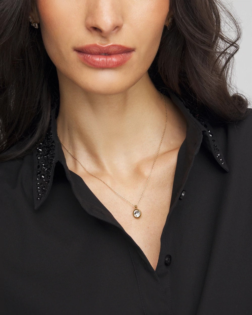Bezel Set Pendant Goldtone Necklace - Chico's