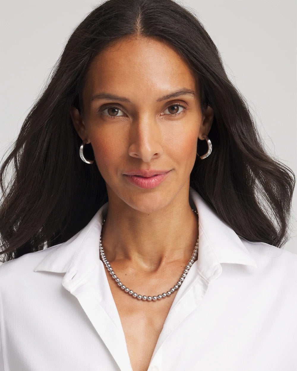 Silvertone Beaded Necklace - Chico's