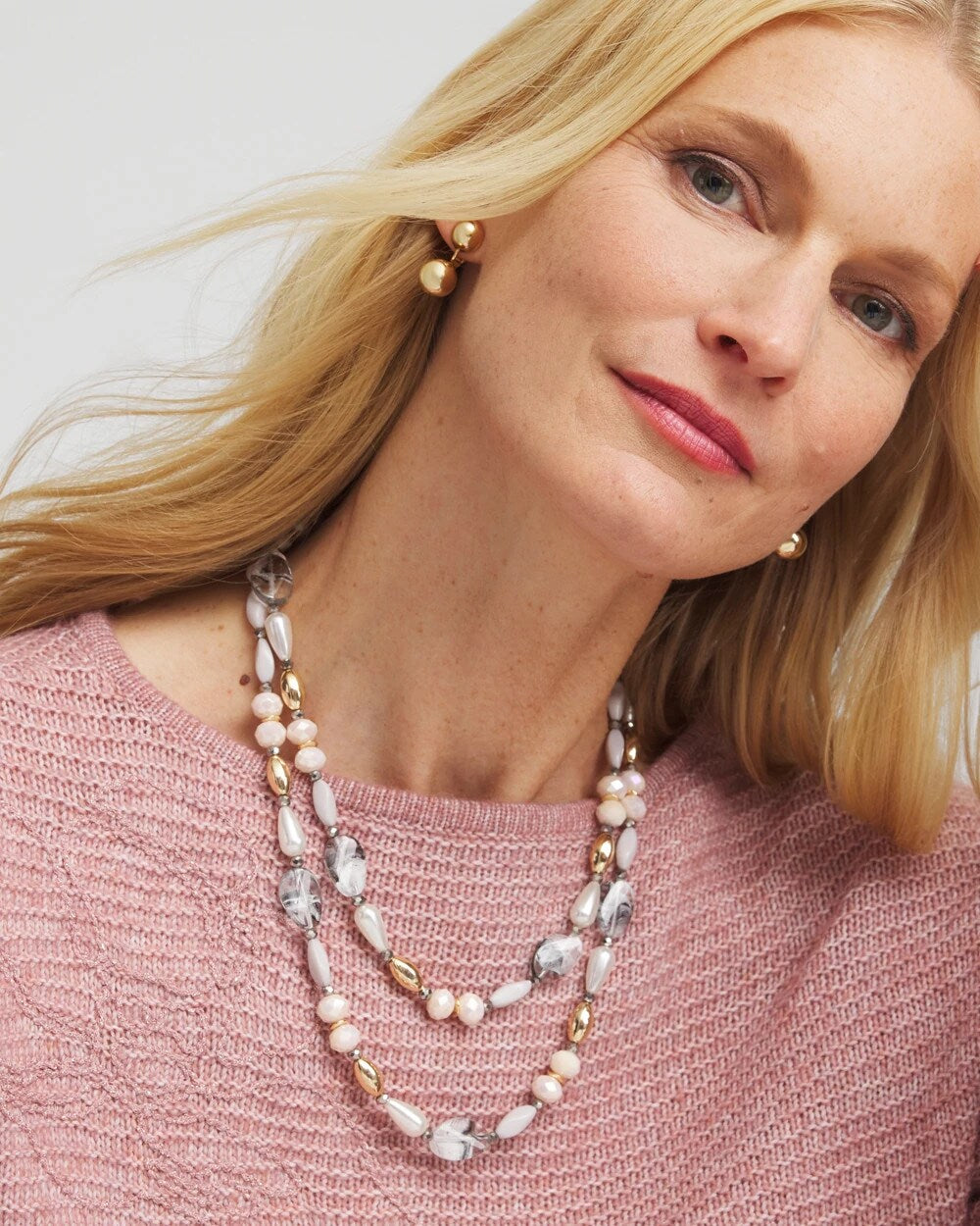 Pink Art Deco Beaded Necklace - Chico's