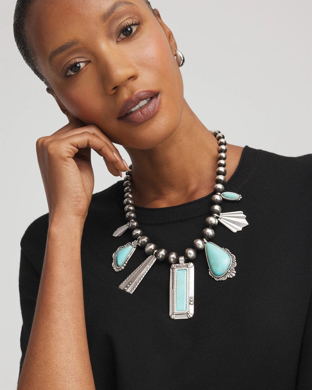 Chico's Originals Turquoise & Charms Motif Collar Necklace - Chico's