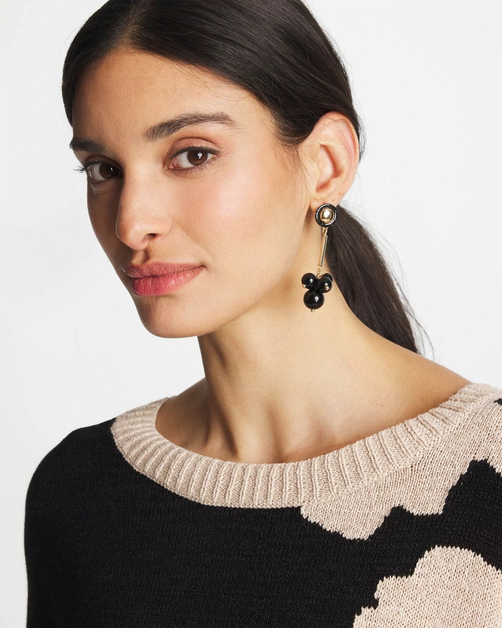 Linear Black Bead Cluster Earrings - Chico's