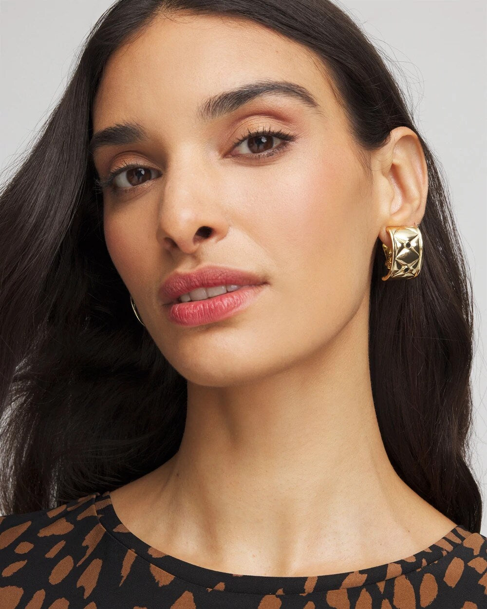 Black & Gold Quilted Clip on Earrings - Chico's