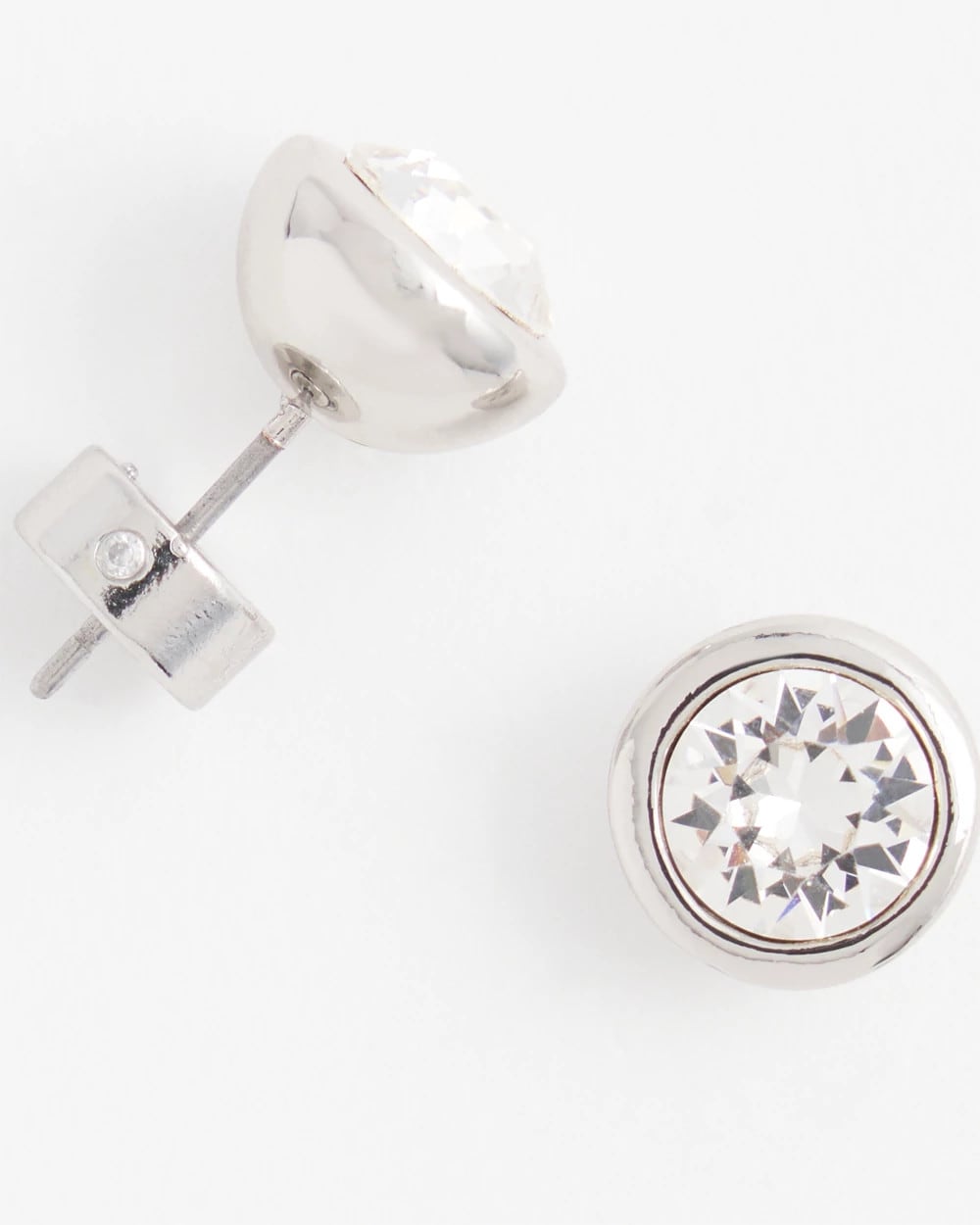 Silver Tone Crystal Stud Earrings - Chico's