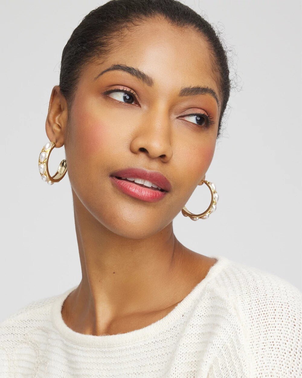 No Droop® Faux Pearl Hoop Earrings - Chico's