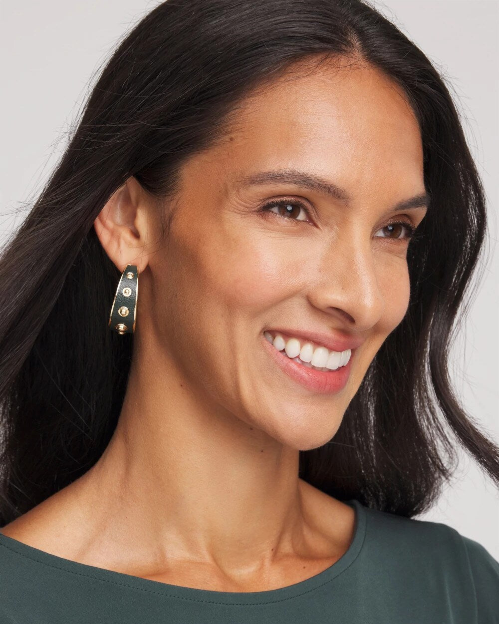 No Droop® Green & Gold Hoop Earrings - Chico's
